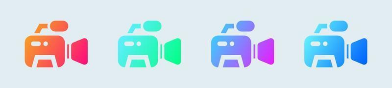 Video camera solid icon in gradient colors. Movie equipment signs vector illustration.