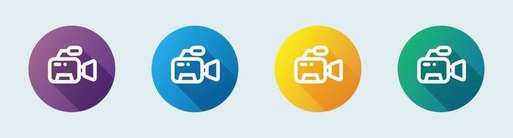 Video camera line icon in flat design style. Movie equipment signs vector illustration.