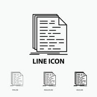 Code. coding. doc. programming. script Icon in Thin. Regular and Bold Line Style. Vector illustration