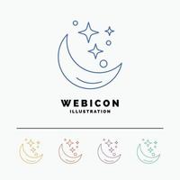 Moon. Night. star. weather. space 5 Color Line Web Icon Template isolated on white. Vector illustration