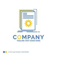 App, build, developer, program, script Blue Yellow Business Logo template. vector