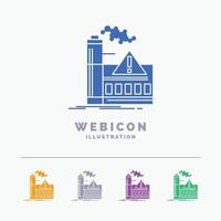 pollution. Factory. Air. Alert. industry 5 Color Glyph Web Icon Template isolated on white. Vector illustration