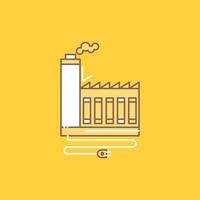 Consumption. resource. energy. factory. manufacturing Flat Line Filled Icon. Beautiful Logo button over yellow background for UI and UX. website or mobile application vector