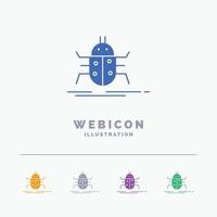 Bug. bugs. insect. testing. virus 5 Color Glyph Web Icon Template isolated on white. Vector illustration