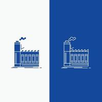 Factory. industrial. industry. manufacturing. production Line and Glyph web Button in Blue color Vertical Banner for UI and UX. website or mobile application vector