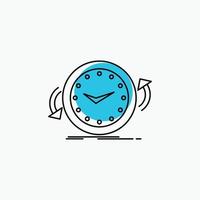 respaldo. reloj. agujas del reloj. encimera. icono de línea de tiempo vector