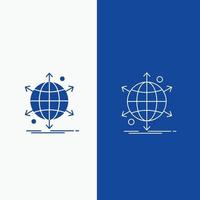 business. international. net. network. web Line and Glyph web Button in Blue color Vertical Banner for UI and UX. website or mobile application vector