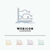 Arrows. forward. graph. market. prediction 5 Color Line Web Icon Template isolated on white. Vector illustration