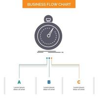 Done. fast. optimization. speed. sport Business Flow Chart Design with 3 Steps. Glyph Icon For Presentation Background Template Place for text. vector