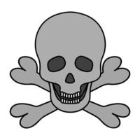 Skull and crossbones. Pirate symbol. Jaw with straight teeth. Hollows instead of eyes and nose. vector