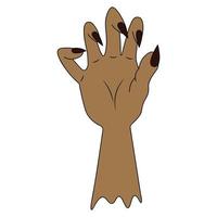 The stump of a dead man's hand. Curved fingers with sharp claws. Halloween symbol. All Saints Day. vector