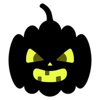 Pumpkin. Angry facial expression. Silhouette. An ominous grimace shows teeth. Glows from the inside vector