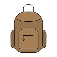 mochila para llevar útiles escolares, mochila marrón con un bolsillo al estilo de las caricaturas vector