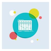 Console. dj. mixer. music. studio White Glyph Icon colorful Circle Background vector