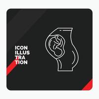 fondo de presentación creativa rojo y negro para el embarazo. embarazada. bebé. obstetricia. icono de línea madre vector