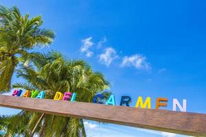 Playa del Carmn Quintana Roo Mexico  2022 Colorful Playa del Carmen lettering sign symbol on beach Mexico. photo