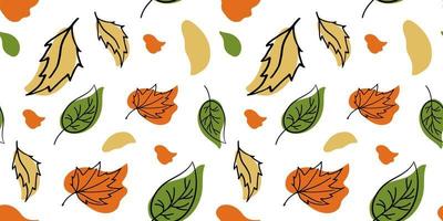 autumn leaves pattern for fabric Vector illustration of a seamless pattern orange green yellow