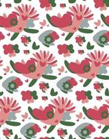 seamless pattern abstract red bird with interesting elements vector