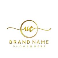 Initial UC handwriting logo with circle hand drawn template vector