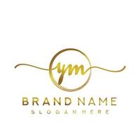 Initial YM handwriting logo with circle hand drawn template vector