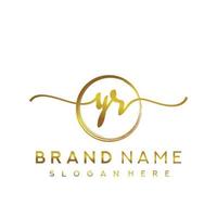 Initial YR handwriting logo with circle hand drawn template vector