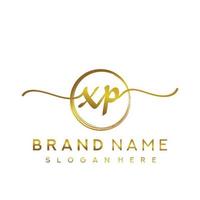 Initial XP handwriting logo with circle hand drawn template vector