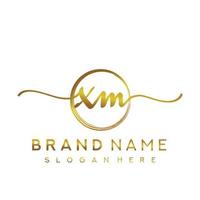 Initial XM handwriting logo with circle hand drawn template vector