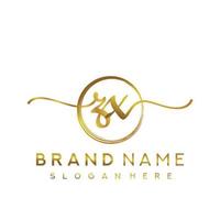 Initial ZX handwriting logo with circle hand drawn template vector