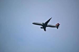Manchester in the UK in October 2022. A Plane taking off from Manchester Airport photo