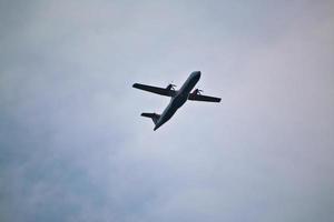 Manchester in the UK in October 2022. A Plane taking off from Manchester Airport photo