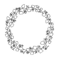 Eucalyptus hand drawn wreath in black vector