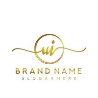 Initial UI handwriting logo with circle hand drawn template vector