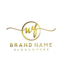 Initial WF handwriting logo with circle hand drawn template vector