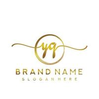 Initial YQ  handwriting logo with circle hand drawn template vector