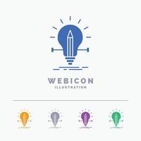 bulb, creative, solution, light, pencil 5 Color Glyph Web Icon Template isolated on white. Vector illustration