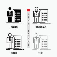 Business. explanation. graph. meeting. presentation Icon in Thin. Regular. Bold Line and Glyph Style. Vector illustration