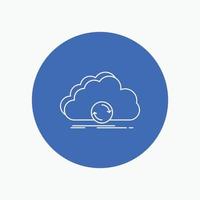 cloud. syncing. sync. data. synchronization White Line Icon in Circle background. vector icon illustration
