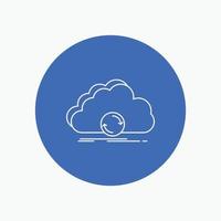 cloud. syncing. sync. data. synchronization White Line Icon in Circle background. vector icon illustration