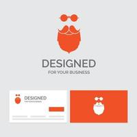 Business logo template for moustache. Hipster. movember. beared. men. Orange Visiting Cards with Brand logo template. vector