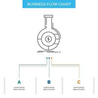 Analysis. analytics. banking. business. financial Business Flow Chart Design with 3 Steps. Line Icon For Presentation Background Template Place for text vector