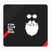 fondo de presentación creativa rojo y negro para bigote, hipster, movember, beared, icono de glifo de hombres vector