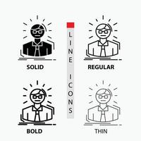 Manager. Employee. Doctor. Person. Business Man Icon in Thin. Regular. Bold Line and Glyph Style. Vector illustration