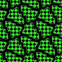 Amazing seamless pattern with evergreen forest. Chessboard backdrop in christmas tree design. Y2k groovy psychedelic fun background. New Year's decor. Template for gift wrapping, wallpaper, print vector
