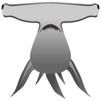 Hammerhead vector mascot. Shark hammer head or winghead isolated symbol of sea or ocean toothed predatory fish with unusual head shape for sport team emblem, fishing sign or fishery industry badge