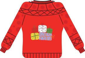 Christmas sweater. Garlands, flags, labels, bubbles, ribbons and stickers. Collection of Merry Christmas decorative icons. vector