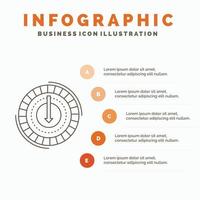 consumo. costo. gastos. más bajo. reducir la plantilla de infografía para el sitio web y la presentación. icono de línea gris con ilustración de vector de estilo infográfico naranja