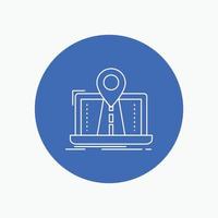 Navigation, Map, System, GPS, Route White Line Icon in Circle background. vector icon illustration