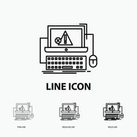 Computer. crash. error. failure. system Icon in Thin. Regular and Bold Line Style. Vector illustration