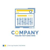 Control. controller. midi. studio. sound Blue Yellow Business Logo template. Creative Design Template Place for Tagline. vector