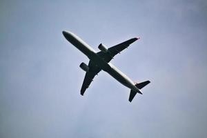 Manchester in the UK in October 2022. A Plane taking off from Manchester Airport photo